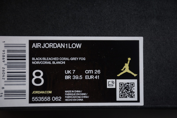 air jordan 1 low white grey black pink 553558-062