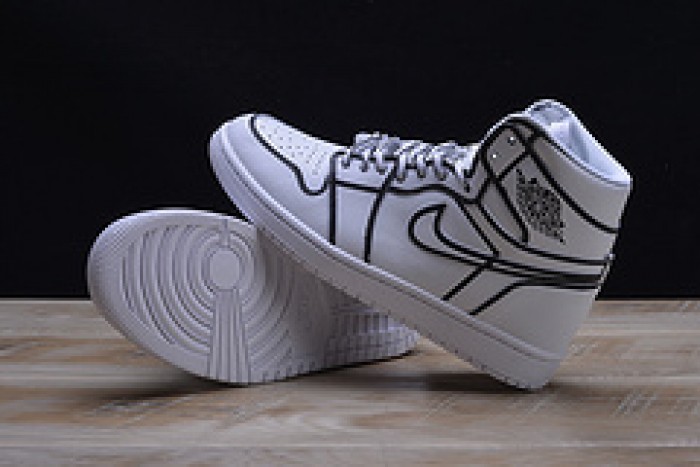air jordan 1 retro “comic 3d pencil” white hand-painted mens aa4724-110